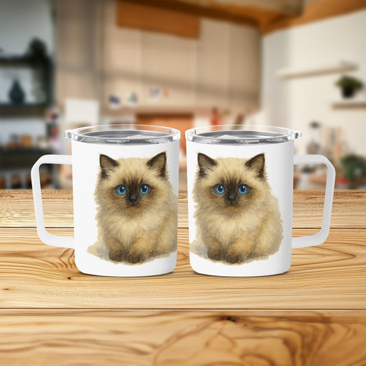 Cute Fluffy Blue Eyed Kitten Design Mug product