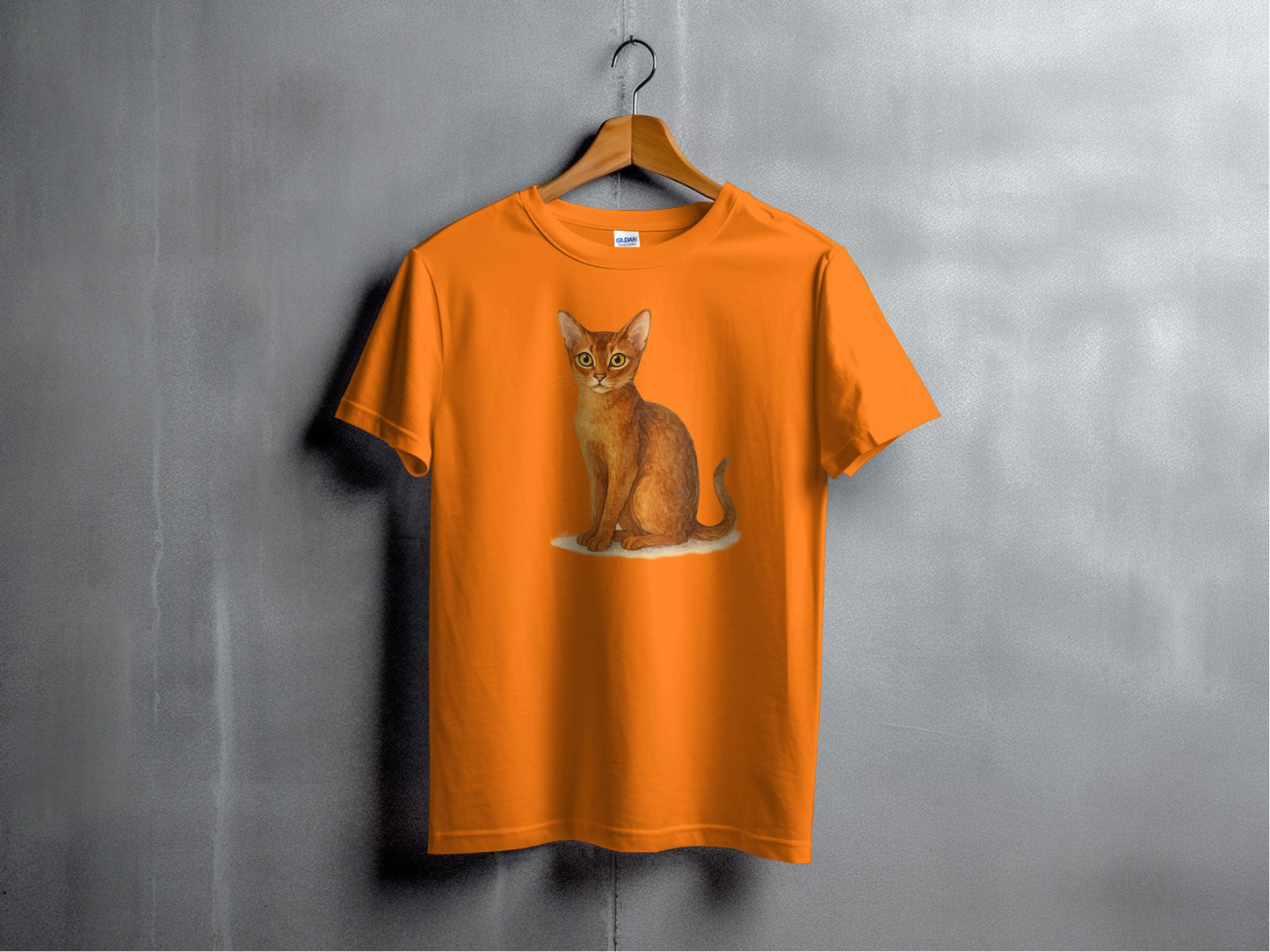 Cute Cat Illustration on Orange T-Shirt product