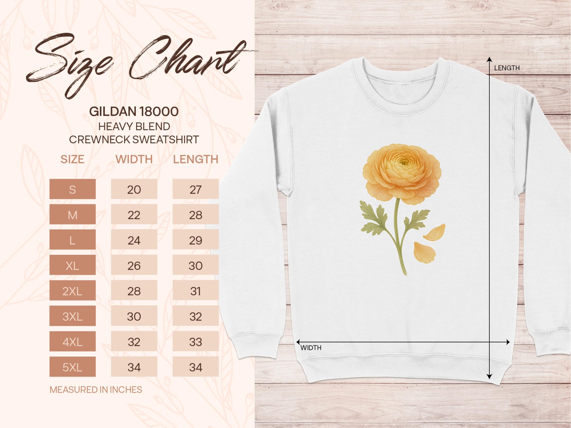 Yellow Floral Design Crewneck Sweatshirt product type