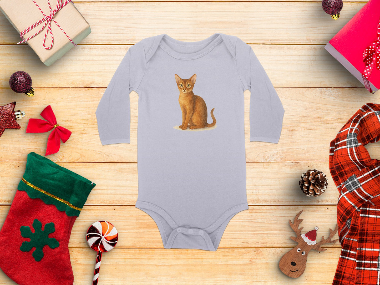 Long Sleeve Onesie with Cat Print Baby Clothing Product