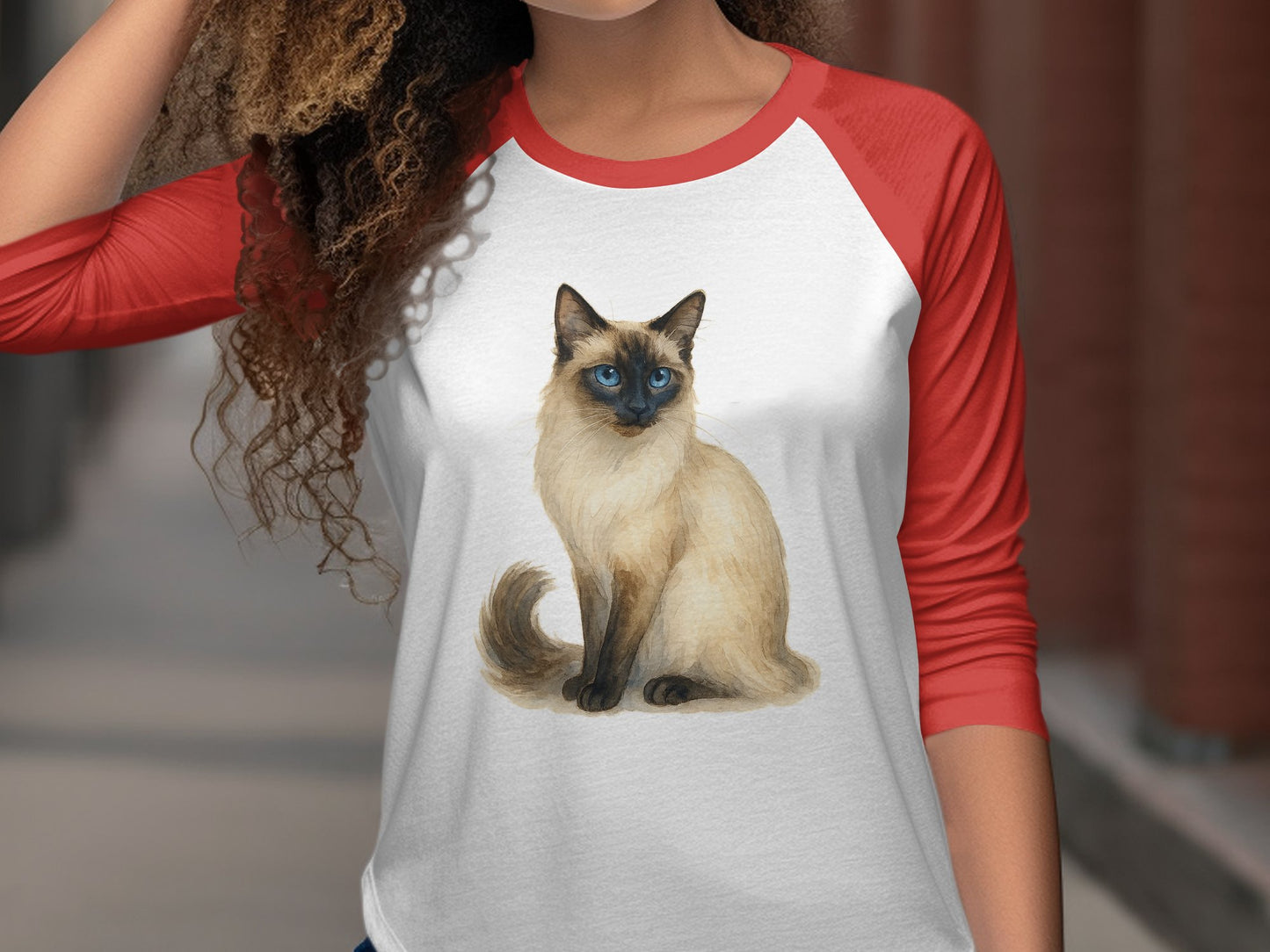 Siamese Cat Print Baseball Shirt apparel product