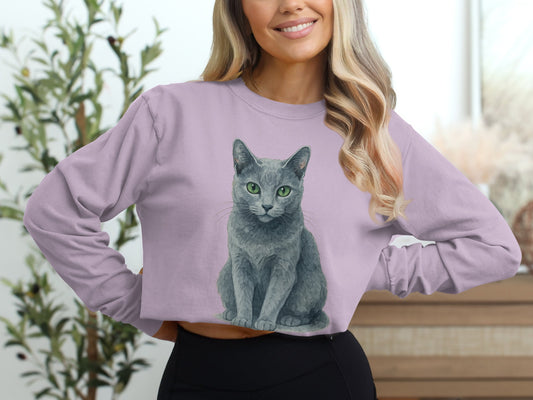 Cozy Lavender Sweatshirt Featuring Cat Design product