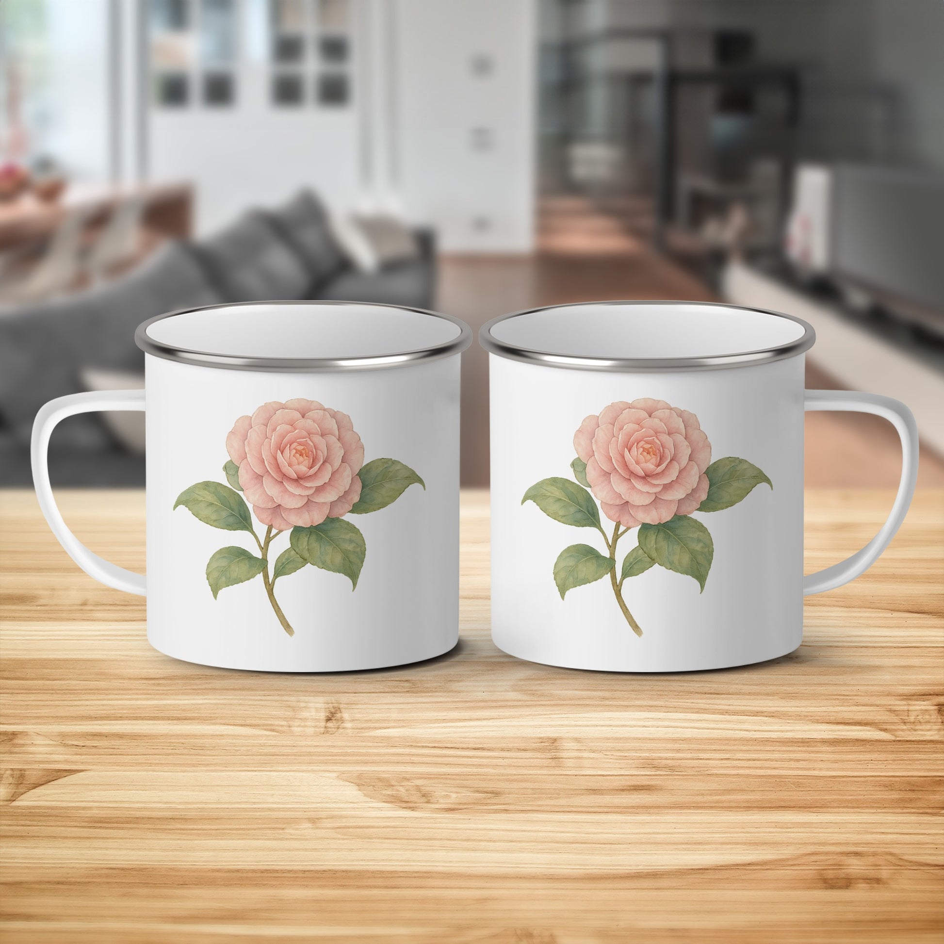Pink Rose Print Enamel Mug Perfect Personalized Gift product type