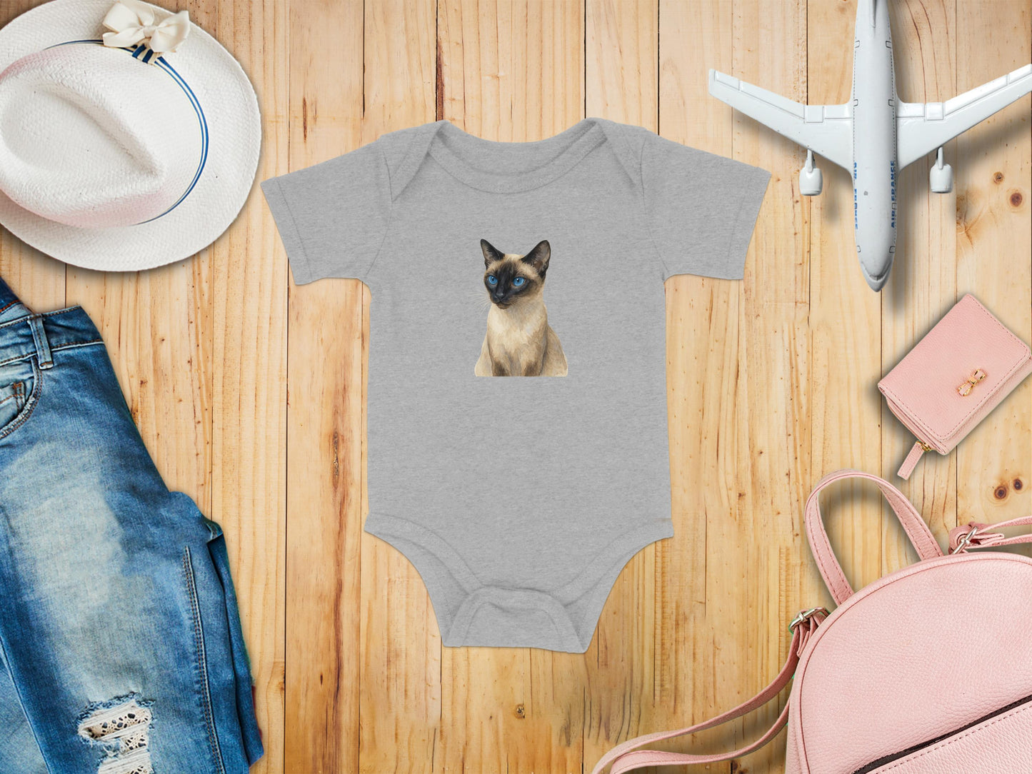 Cute Siamese Cat Print Baby Bodysuit Adorable Product Type