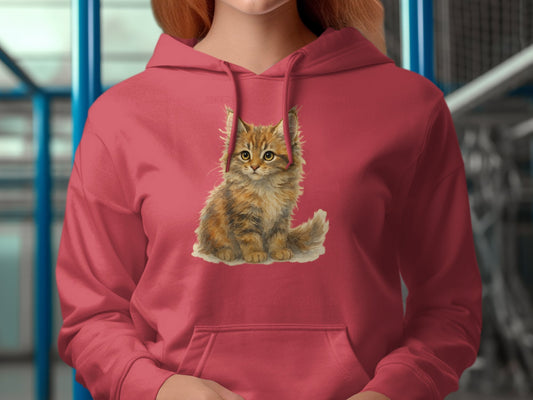 Adorable Kitten Print Graphic Design Hoodie product