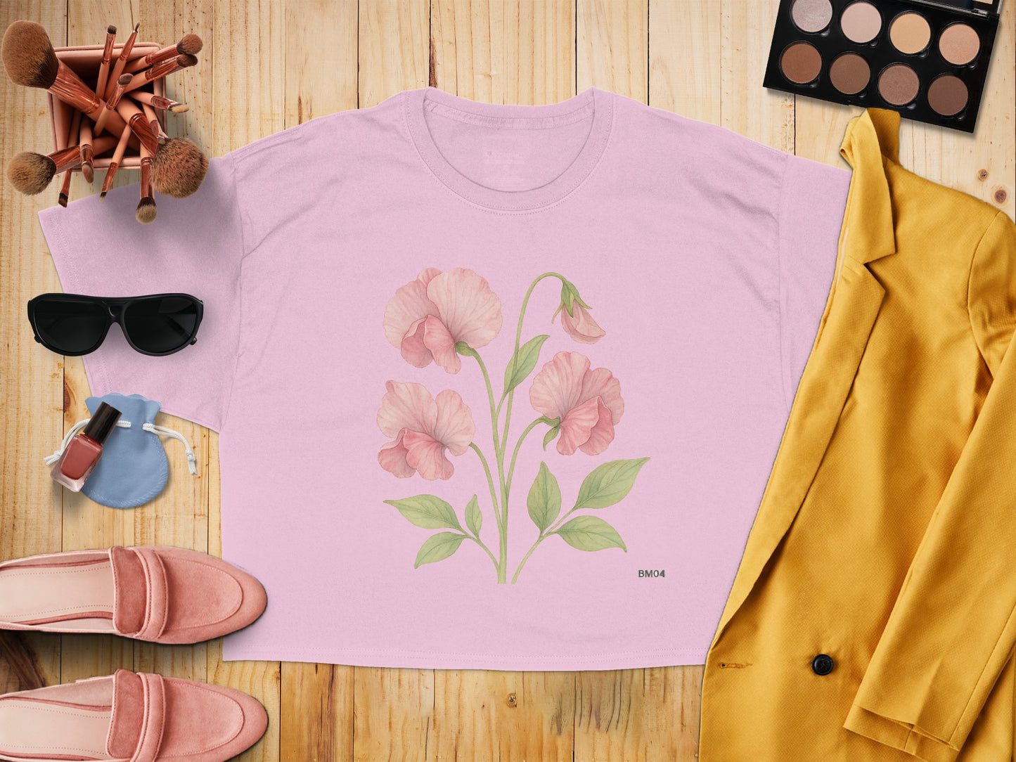 Pink Shirt with Floral Graphic Design product type