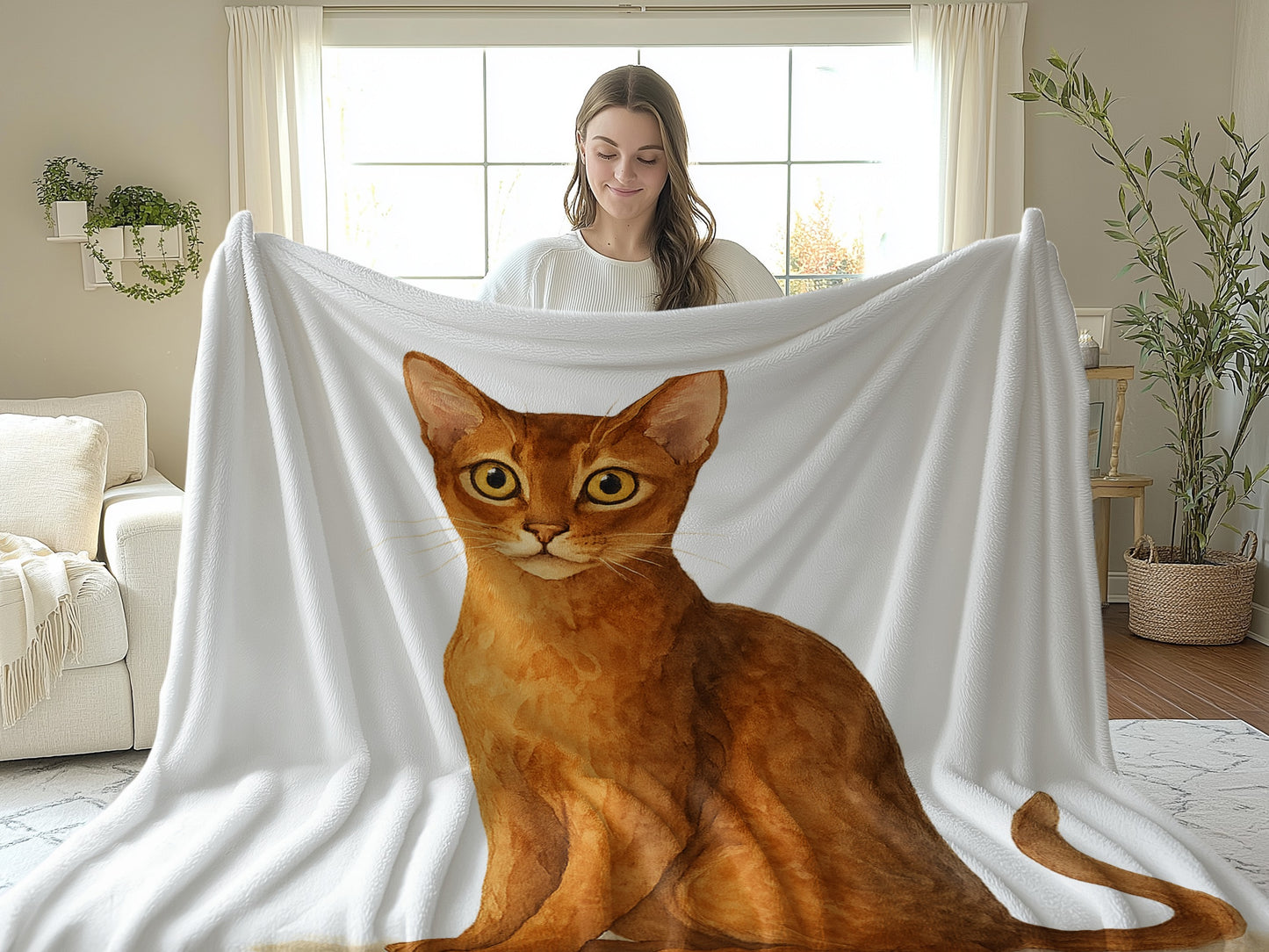 Cozy Blanket with Large Cat Print Design Home product