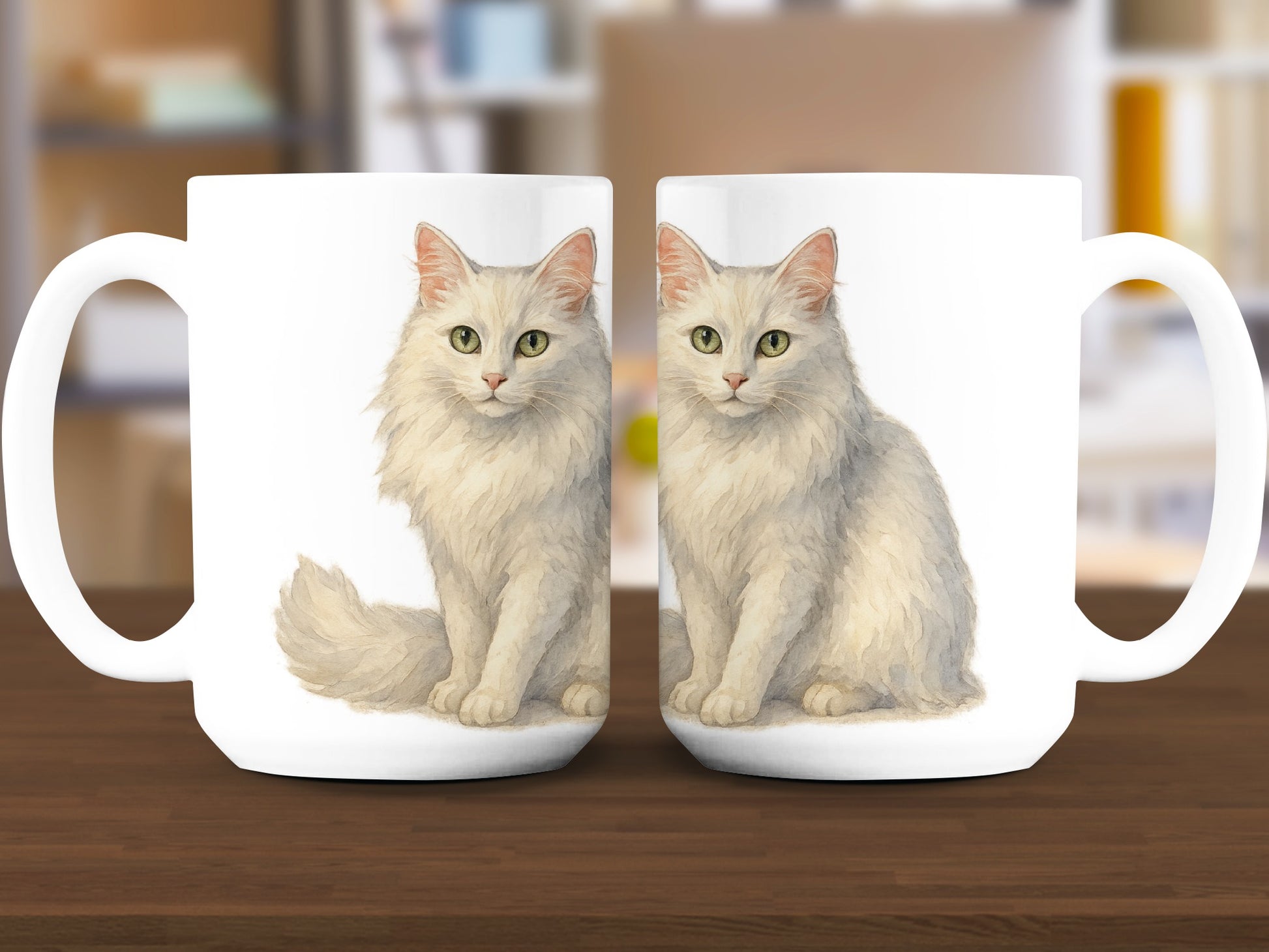 Adorable White Cat Print Coffee Mug Perfect Gift Product