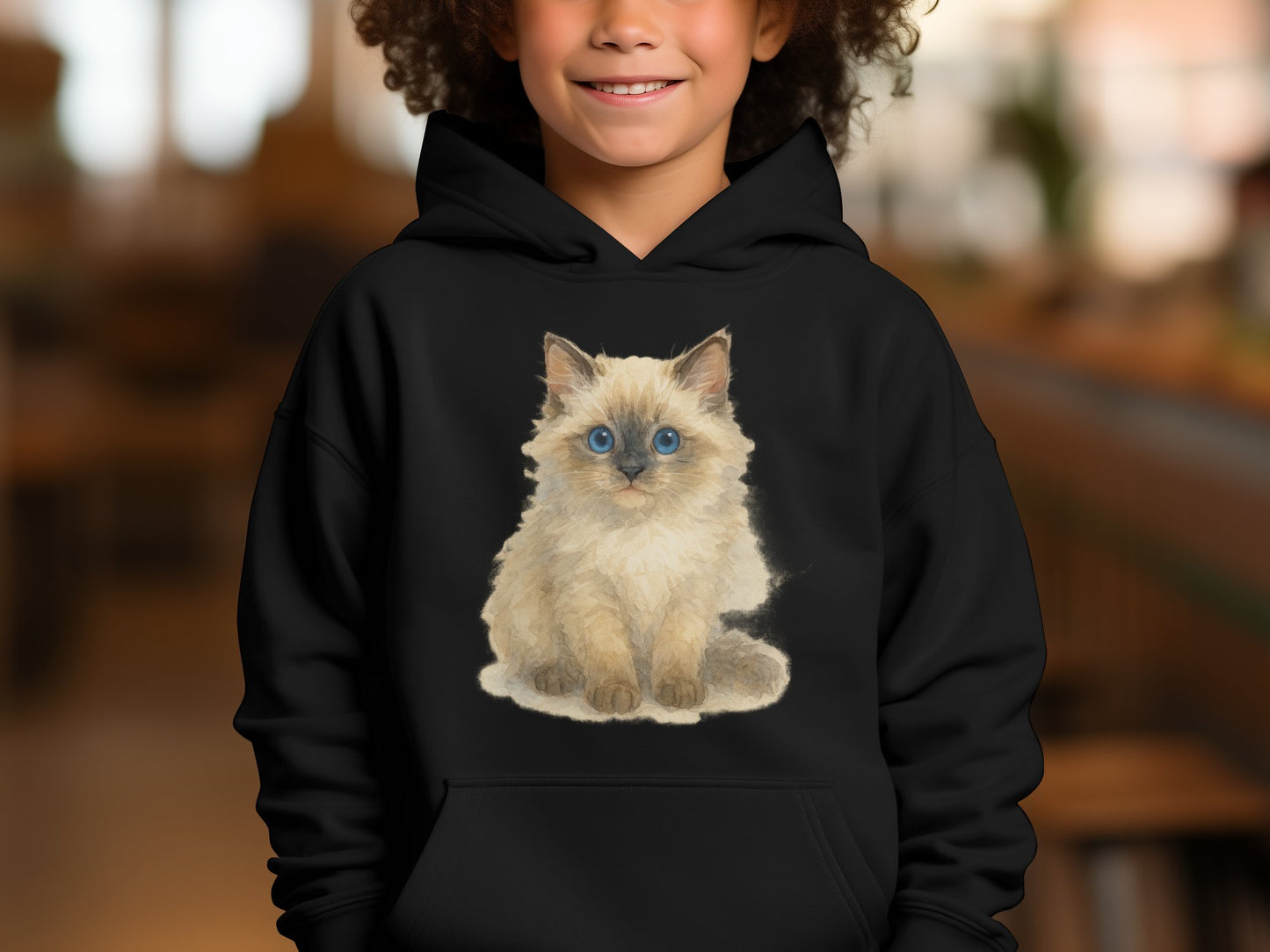 Cute Kitten Print Cozy Youth Hoodie product