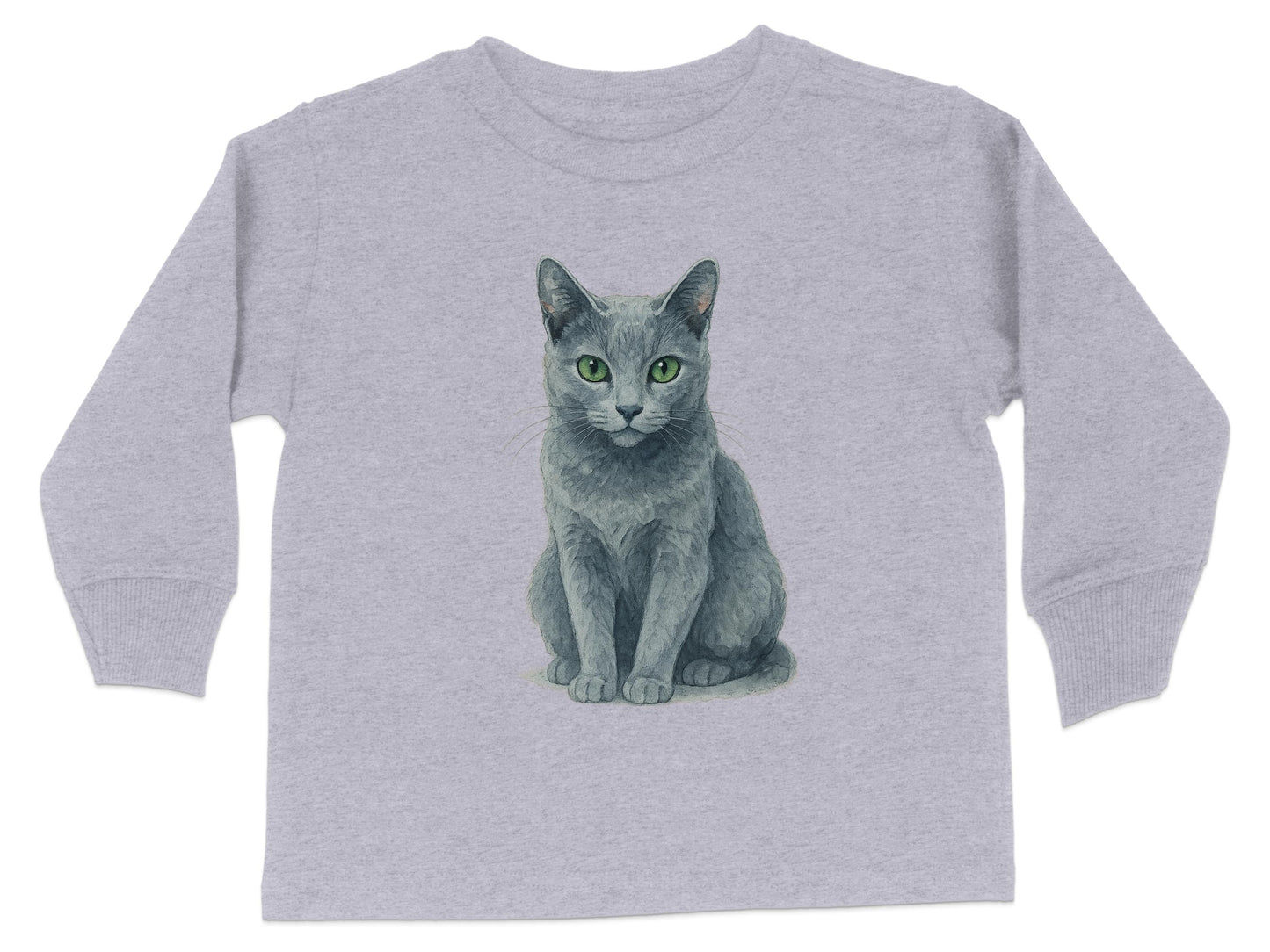 Cute Green Eyed Cat Graphic Long Sleeve Shirt product type