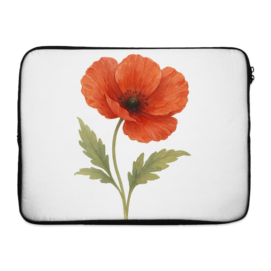 Floral design red poppy on white laptop sleeve product