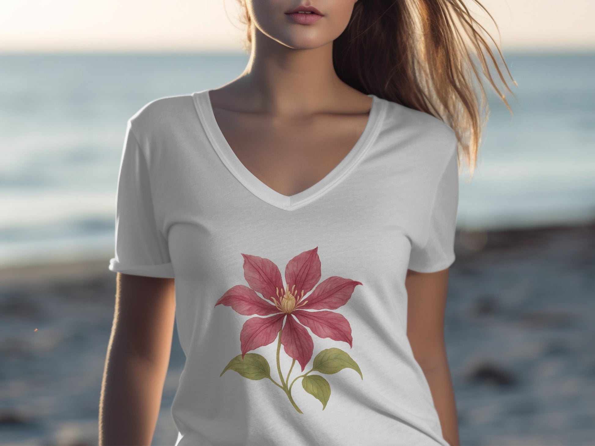 Beautiful Floral Design White T-Shirt product