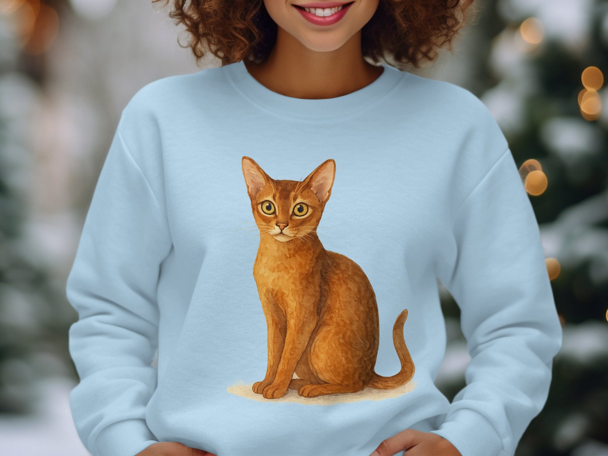 Cute Cat Design Light Blue Women's Sweatshirt Product
