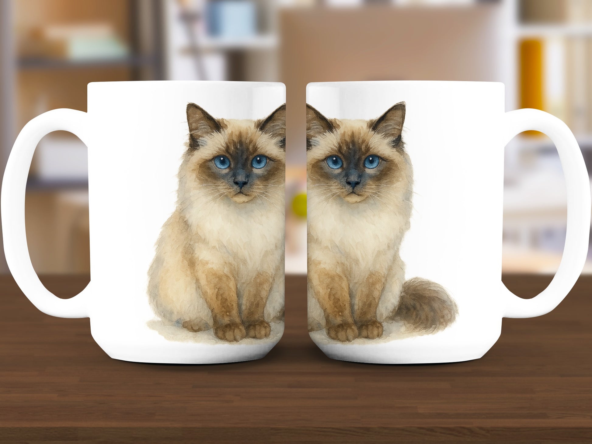 Adorable Fluffy Cat Design Ceramic Coffee Mug product