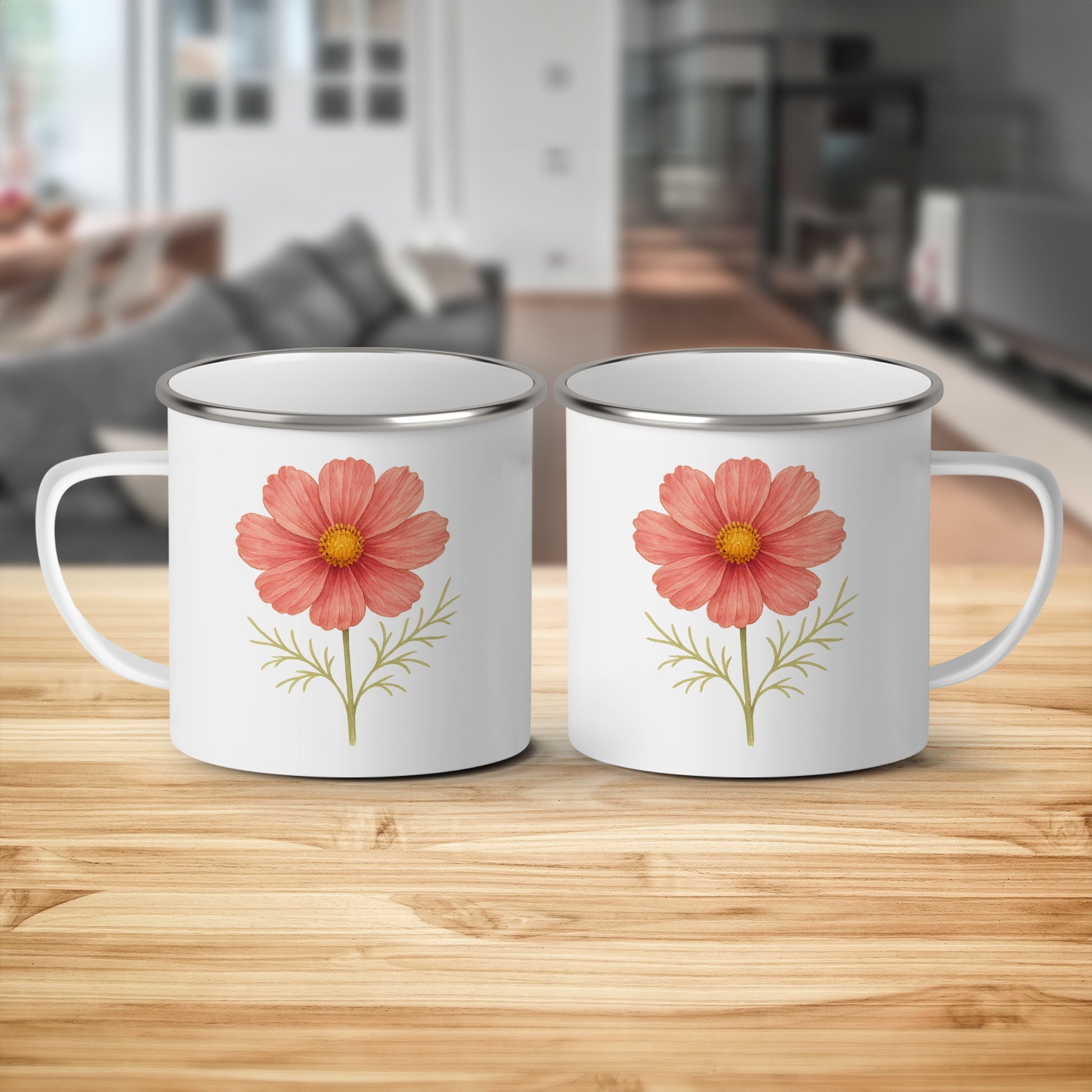 Floral Design Coffee Mug Set with Pink Flower product