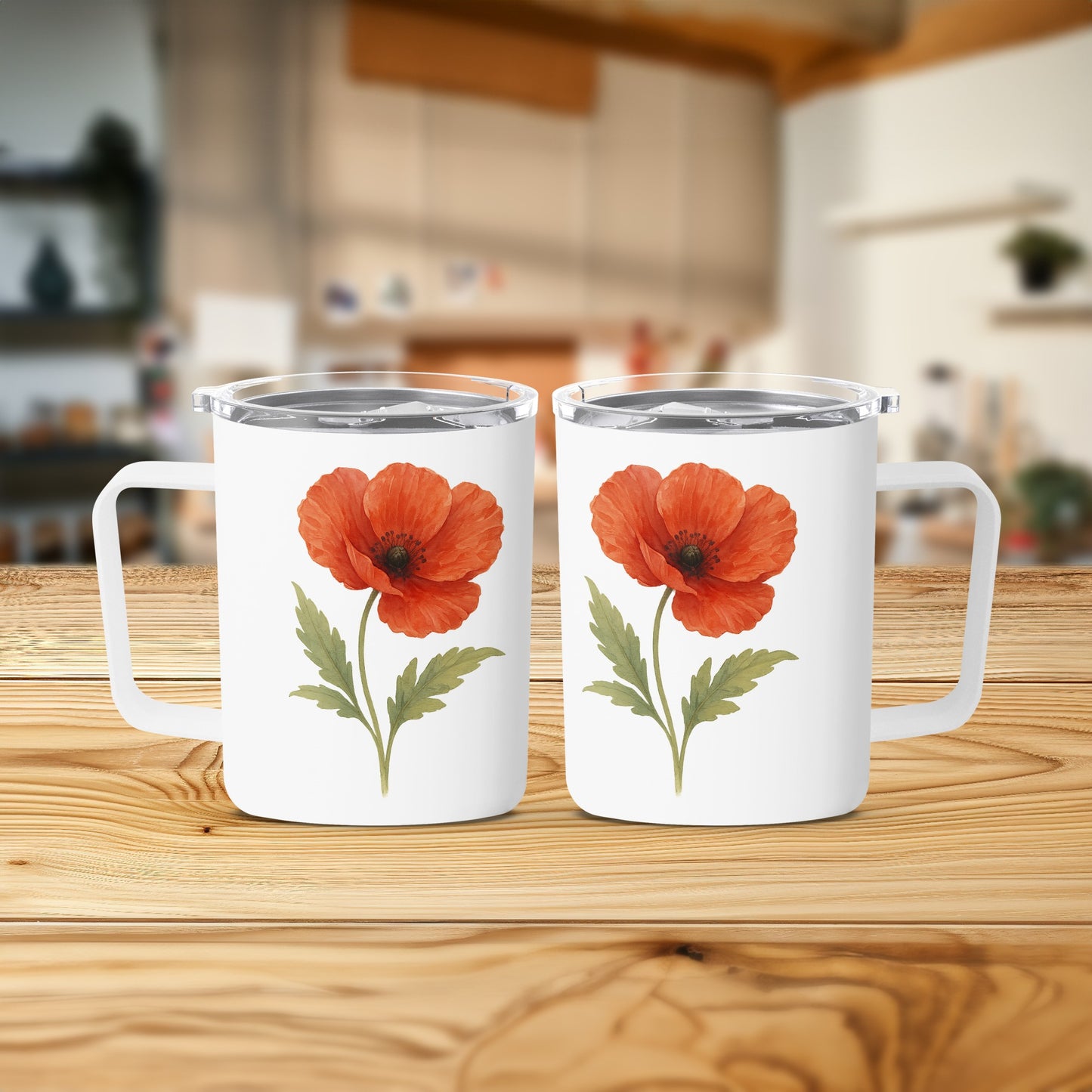 Red Poppy Flower Design on Classic White Mug product