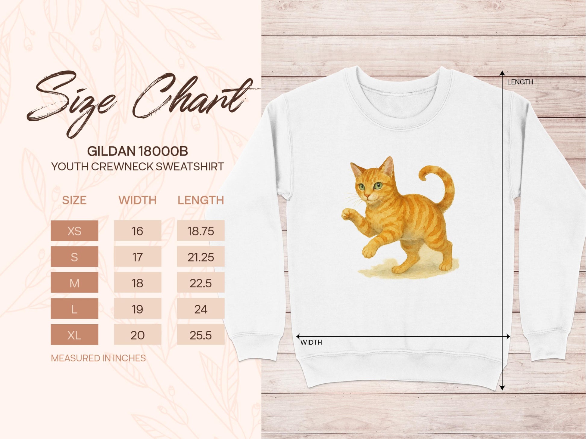 Cute Orange Cat Design Youth Crewneck Sweatshirt product