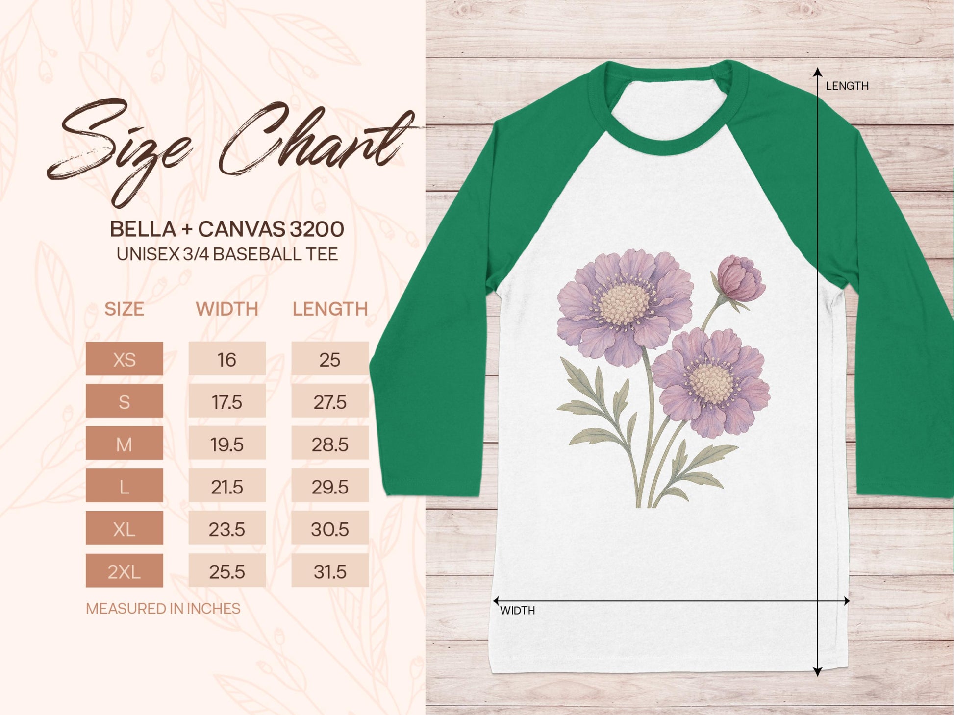 Floral Design Raglan Sleeve Baseball Tee product type