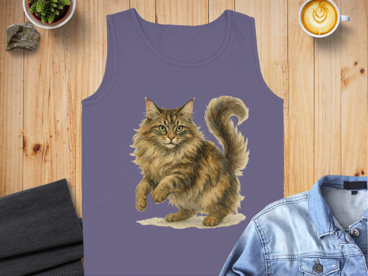 Majestic Fluffy Cat Print Purple Tank Top product type