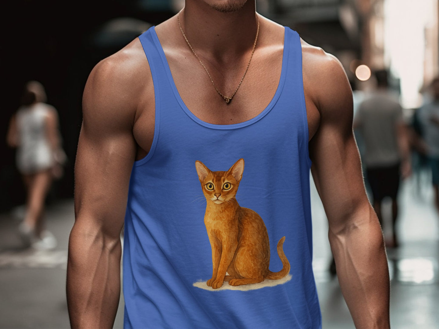 Stylish Orange Cat Graphic Tank Top product type