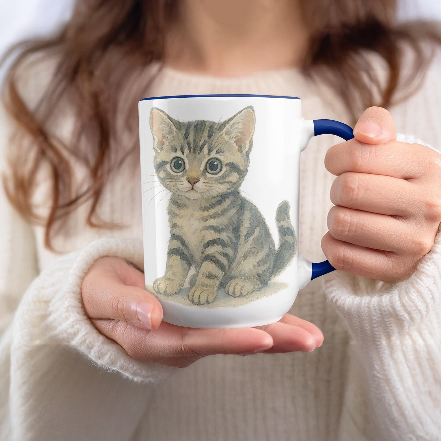 Cute Tabby Kitten Face Printed Coffee Mug product