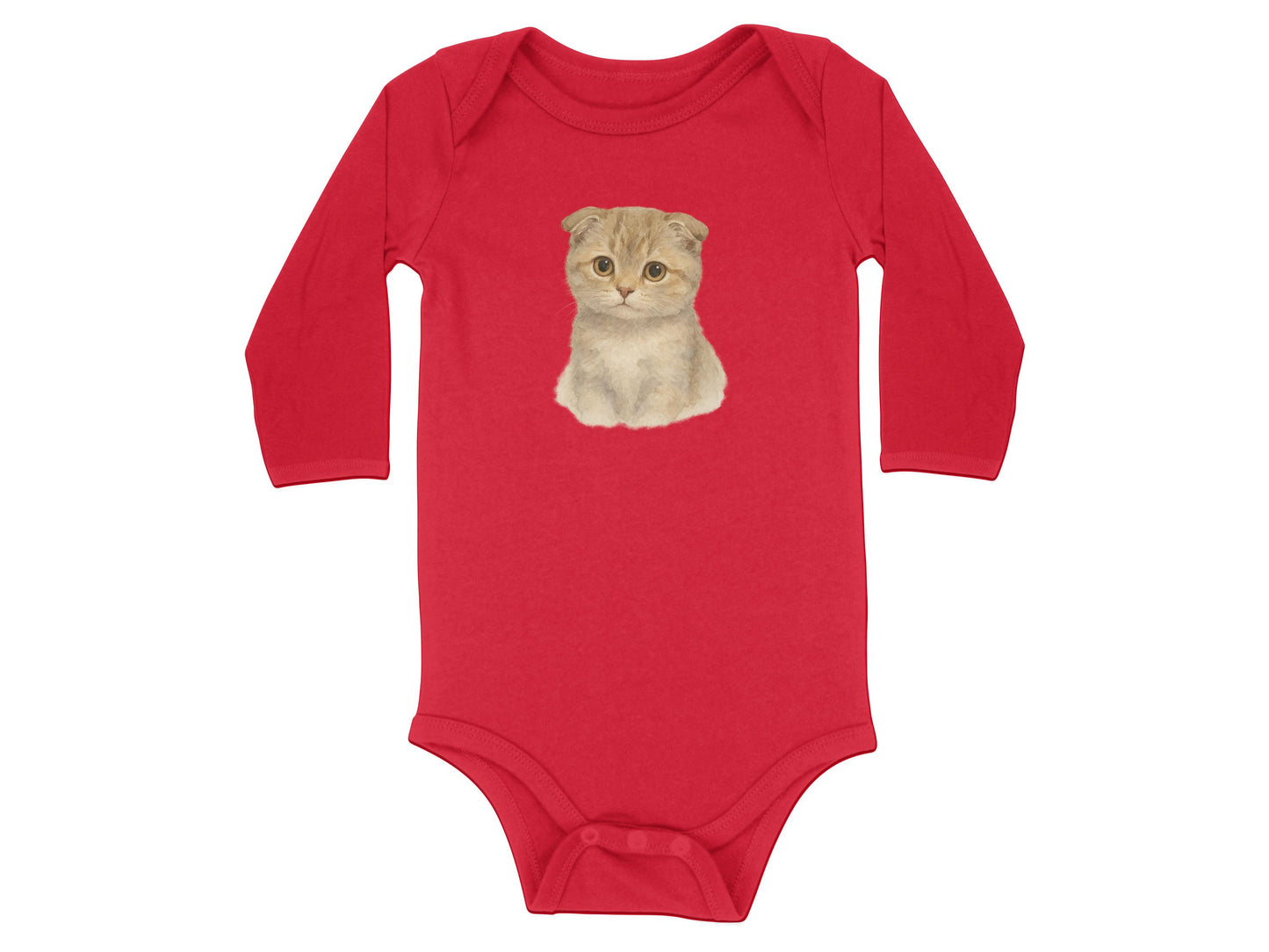 Adorable Red Baby Bodysuit with Cute Kitten Print product type