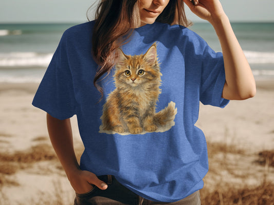 Adorable Fluffy Kitten Print Casual Wear T-shirt product