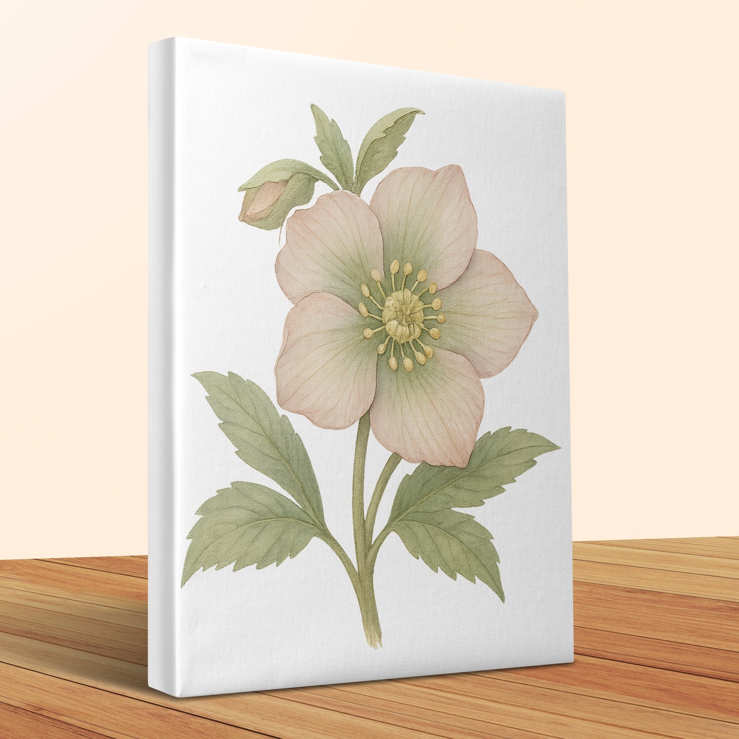 Pastel Flower Art Print with Green Foliage Canvas product