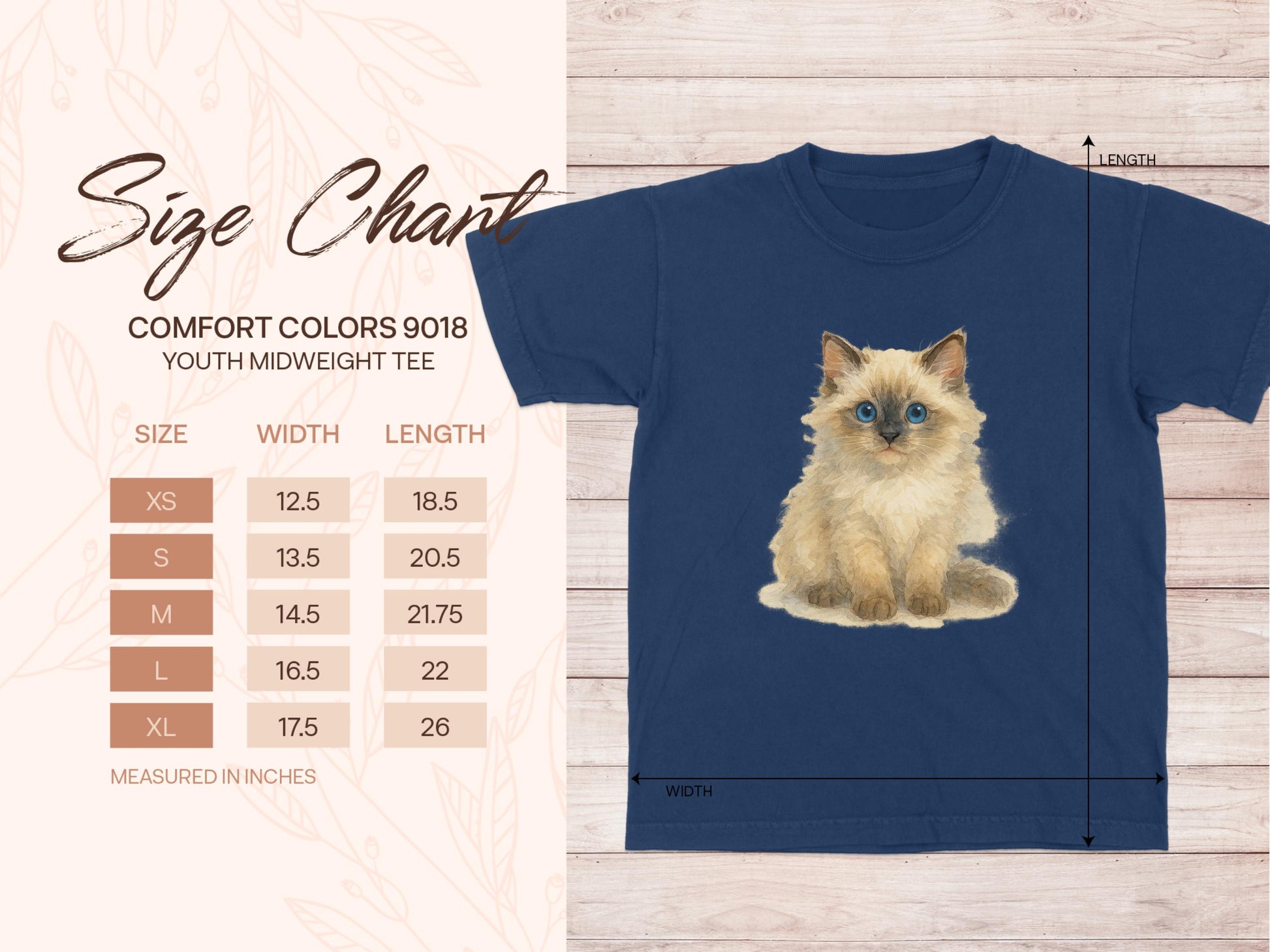 Adorable Blue Youth Tee with Fluffy Cat Design product