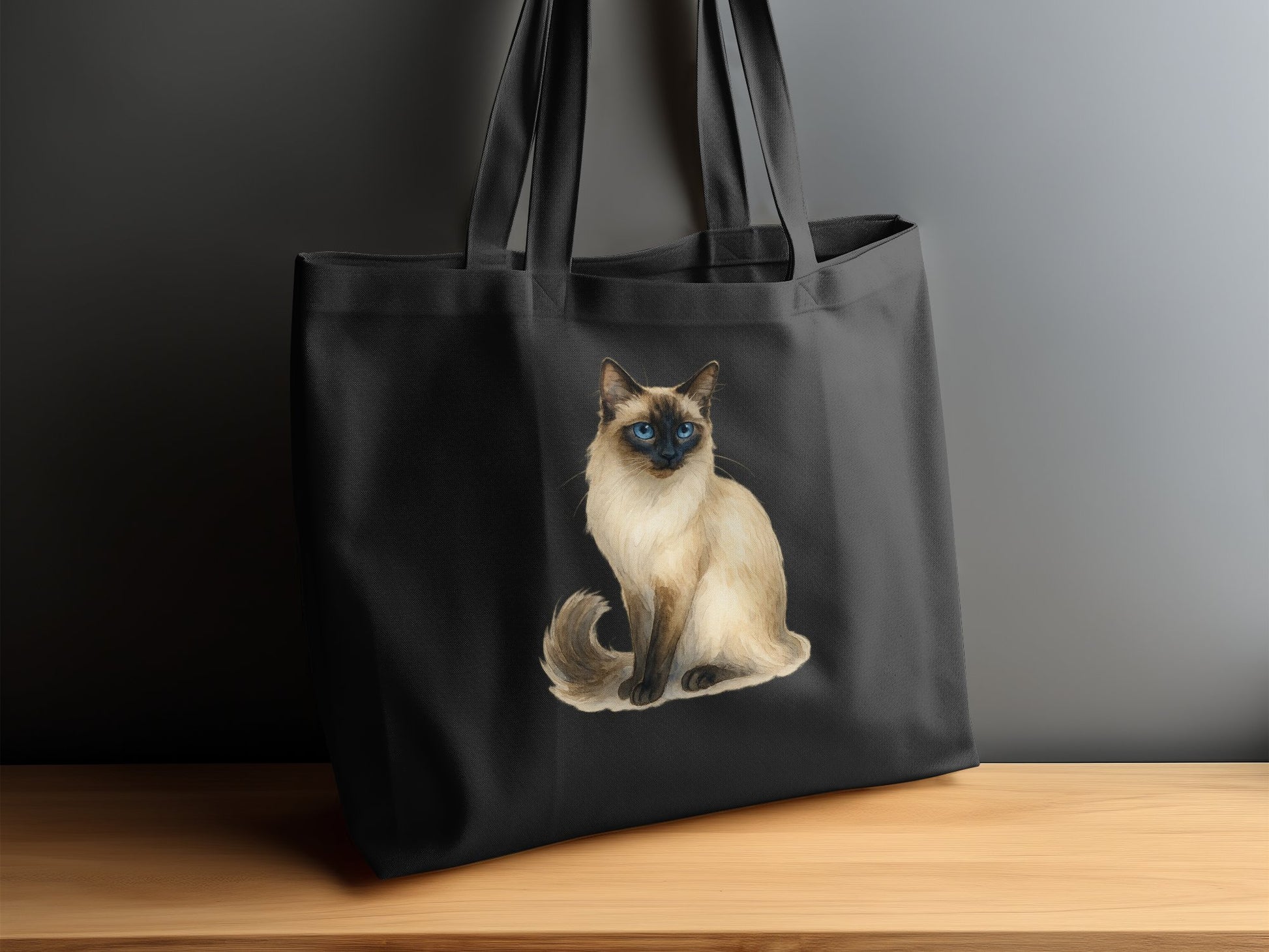 Elegant Siamese Cat Design Large Tote Bag product