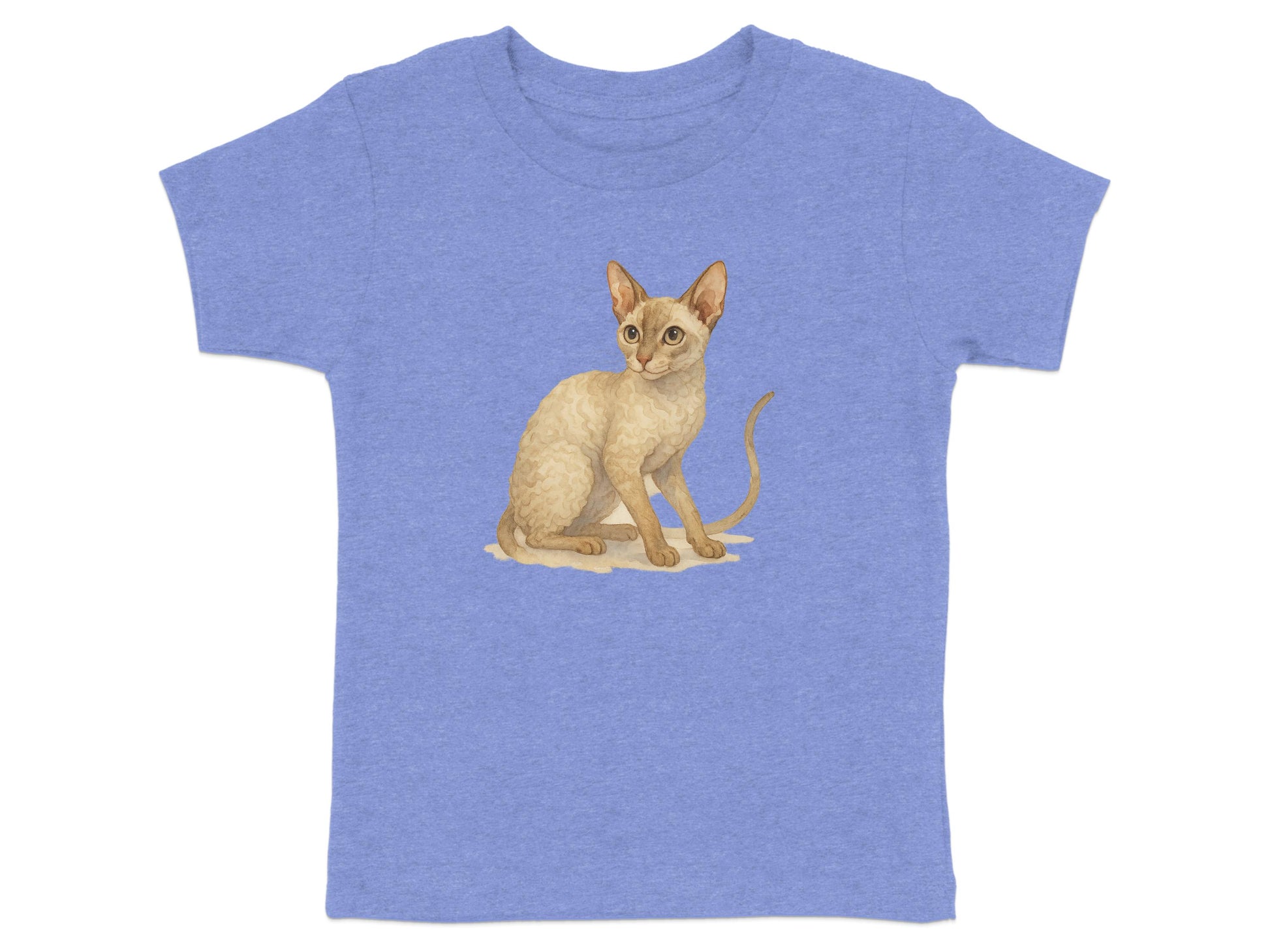 Cute Sitting Cat on Blue Background T-shirt product type