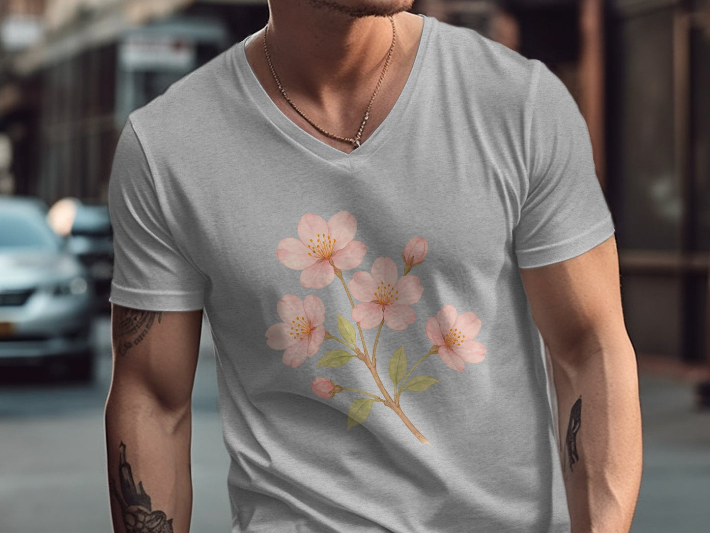 Stylish Blossom Print Men's T-shirt Fashion Product