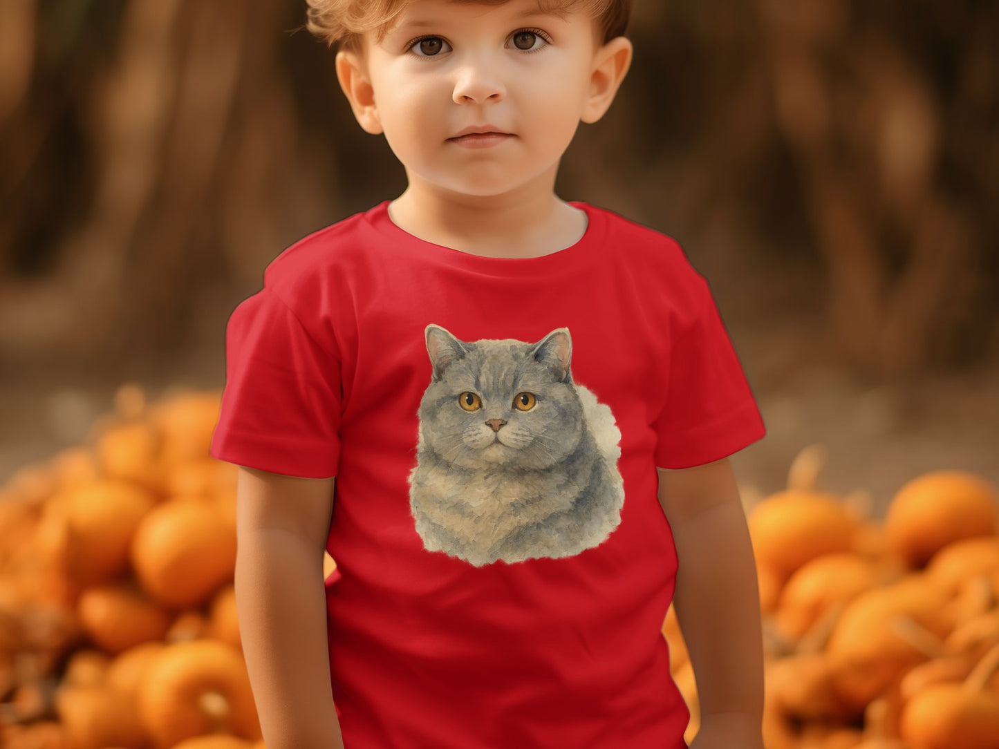 Adorable Cat Print on Red Toddler T-Shirt product