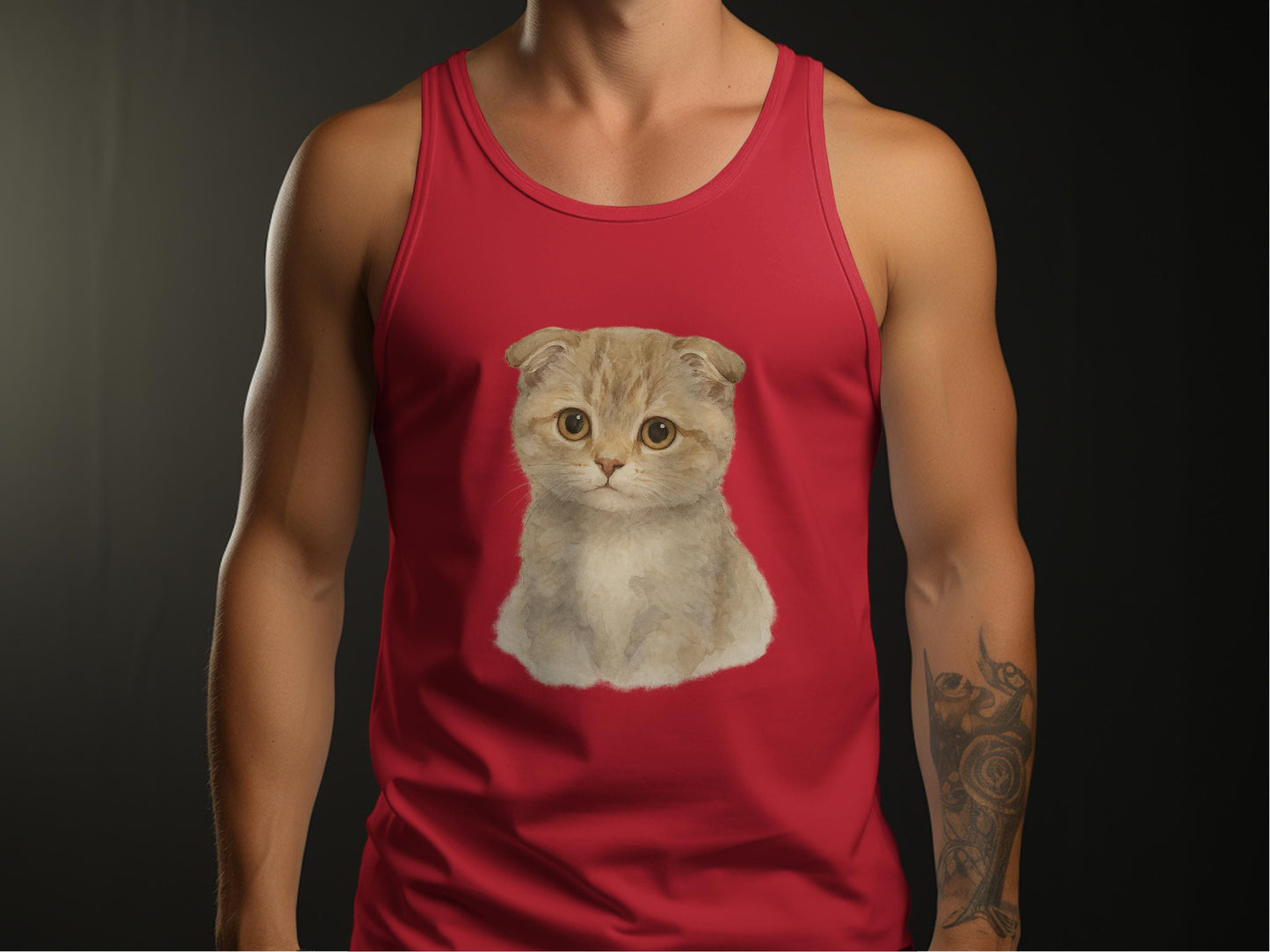 Adorable Kitten Print on Red Men's Tank Top product type