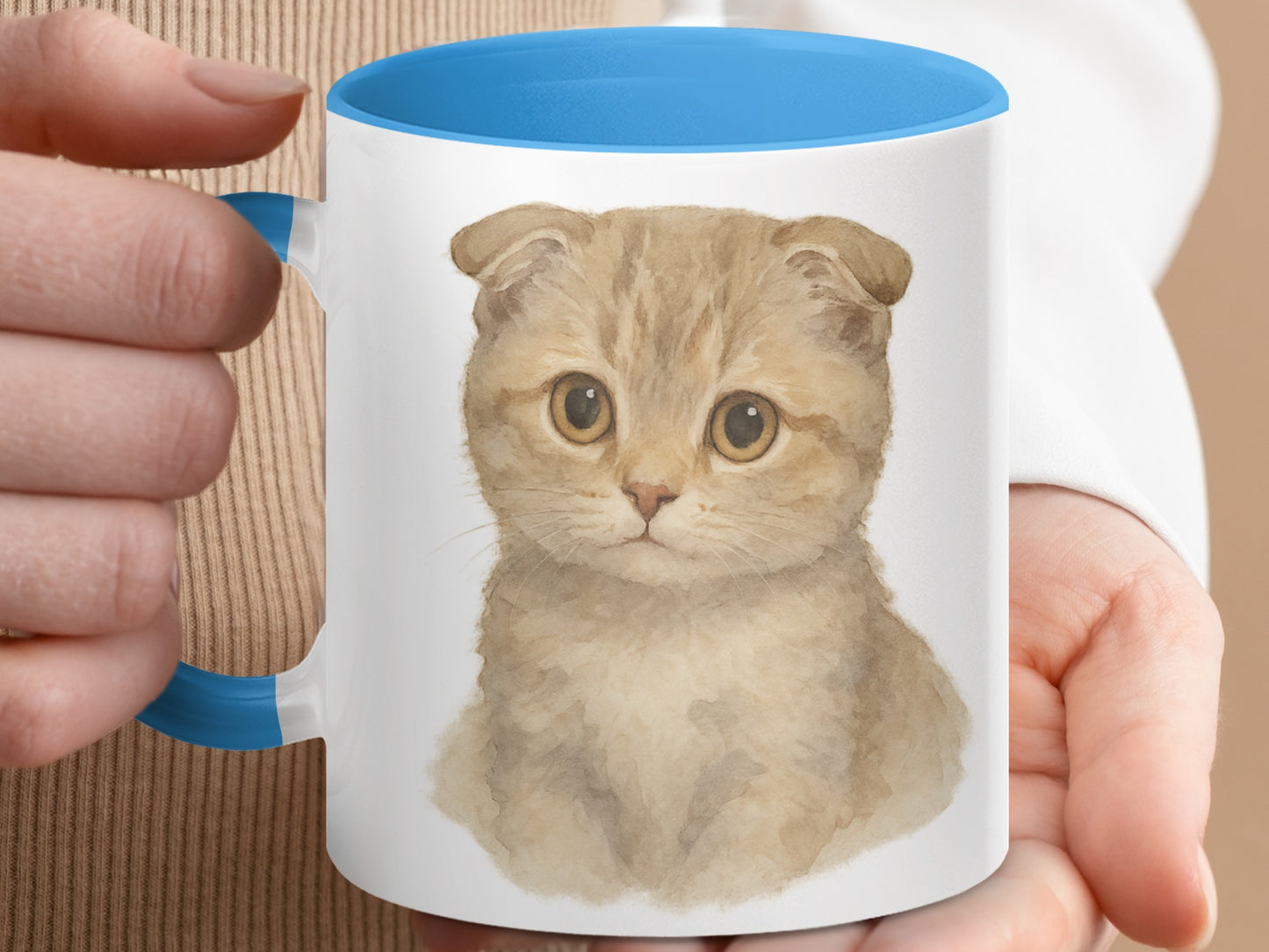 Cute Kitten Illustration White Ceramic Mug product type