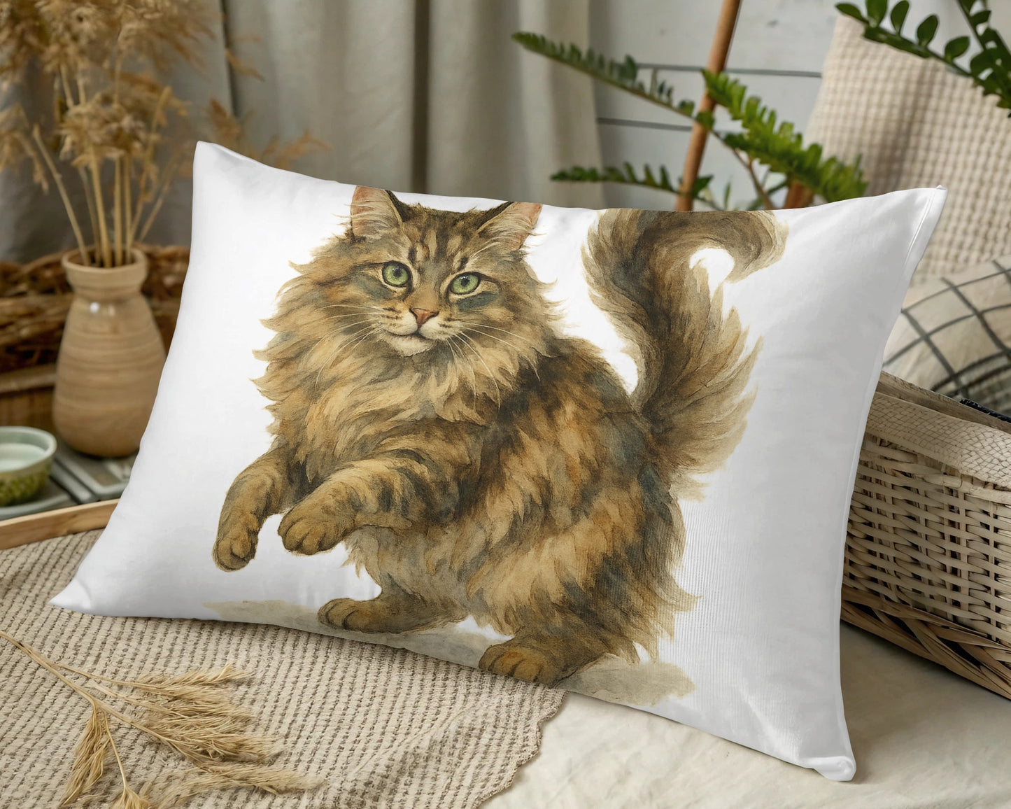 Fluffy Cat Decorative Printed Pillow product