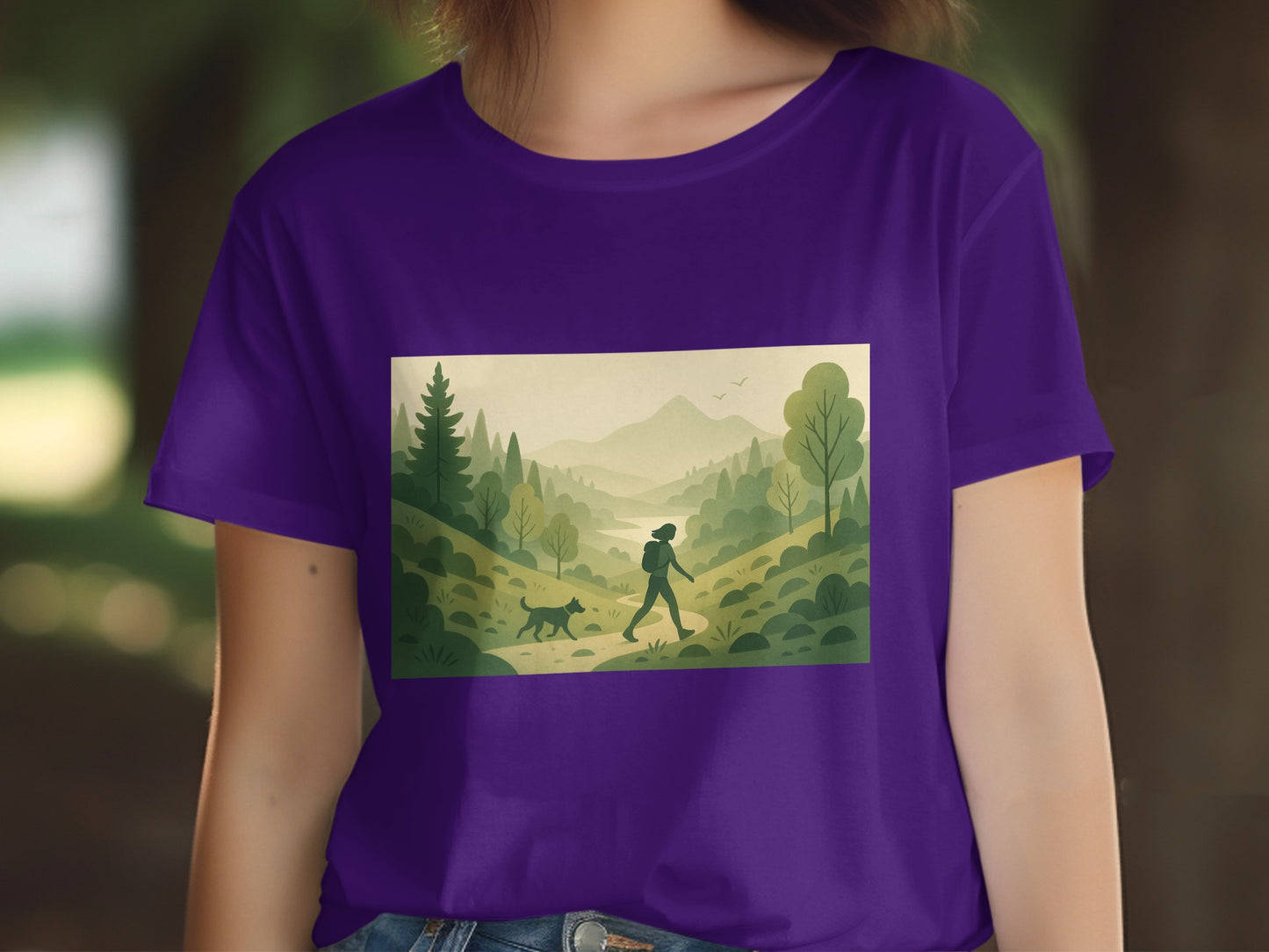 Scenic Nature Walk with Dog Graphic T-shirt product