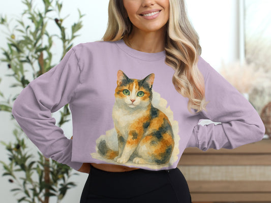 Calico Cat Artistic Design Cropped Sweatshirt product