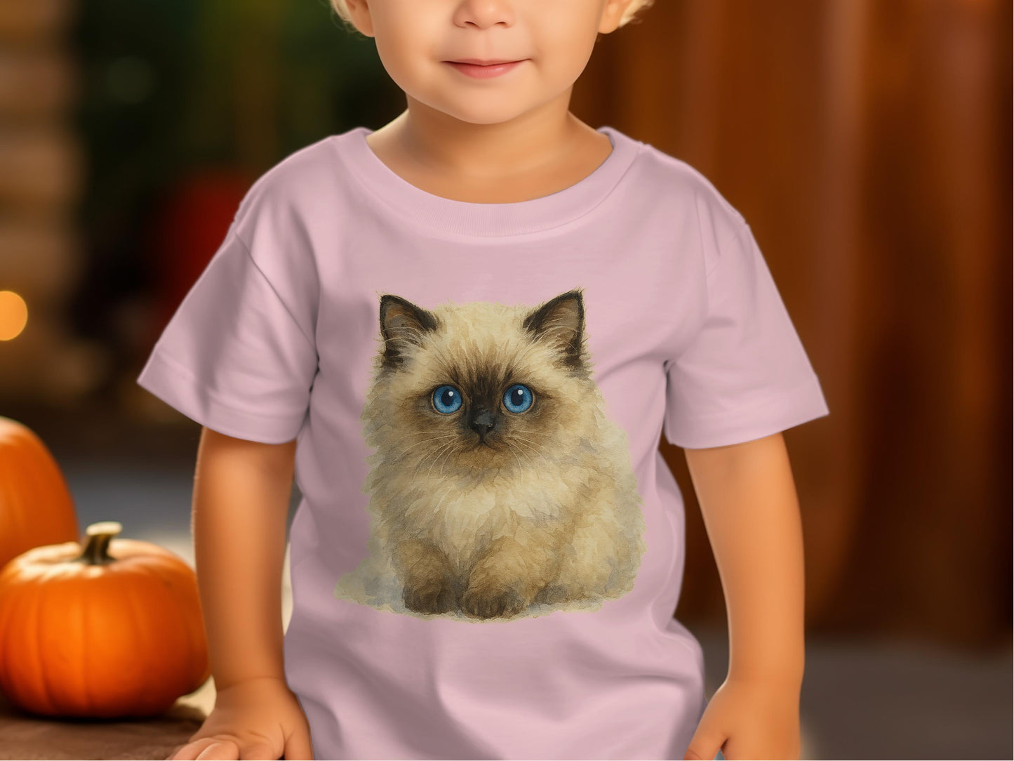 Cute Fluffy Cat Graphic Pink Toddler Shirt product type