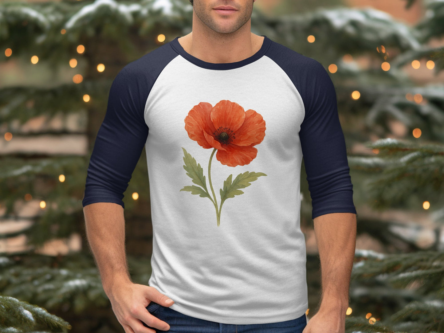 Stylish Baseball Tee Featuring Red Poppy Flower product