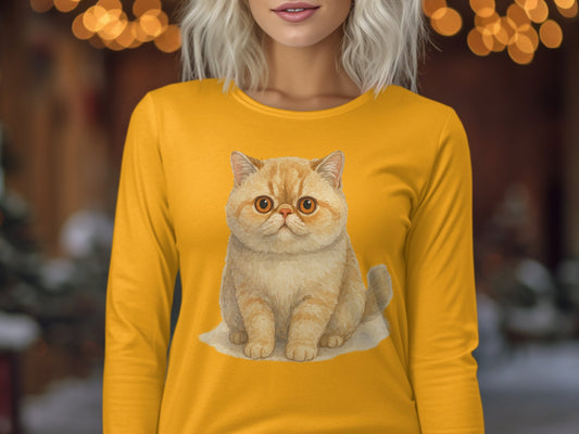 Cute Cat Artwork Design on Yellow Long Sleeve product type