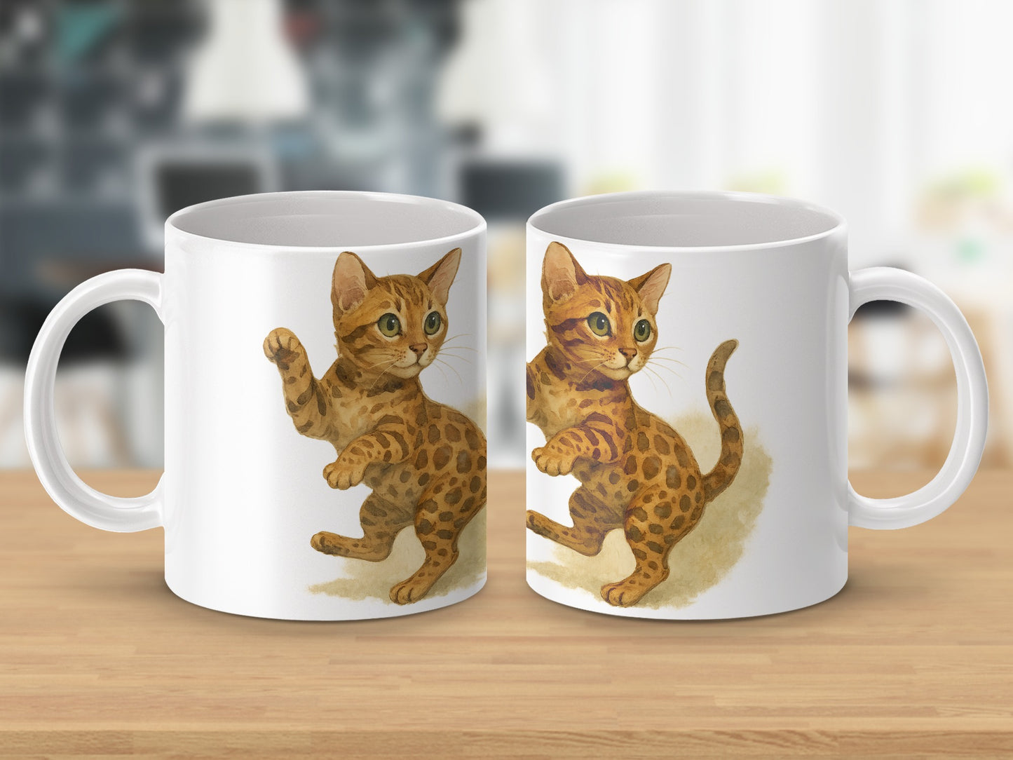 Cute Bengal Cat Illustration White Coffee Mug product type