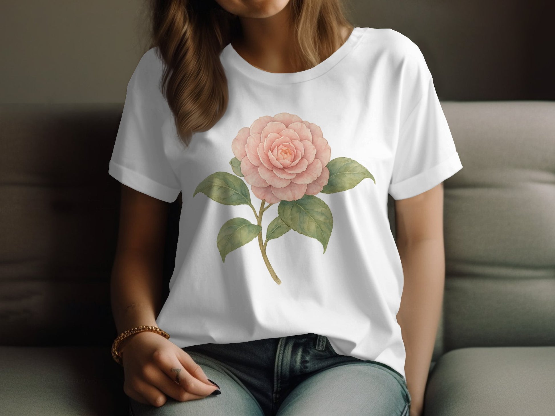 Beautiful Floral Illustration on White T-Shirt product