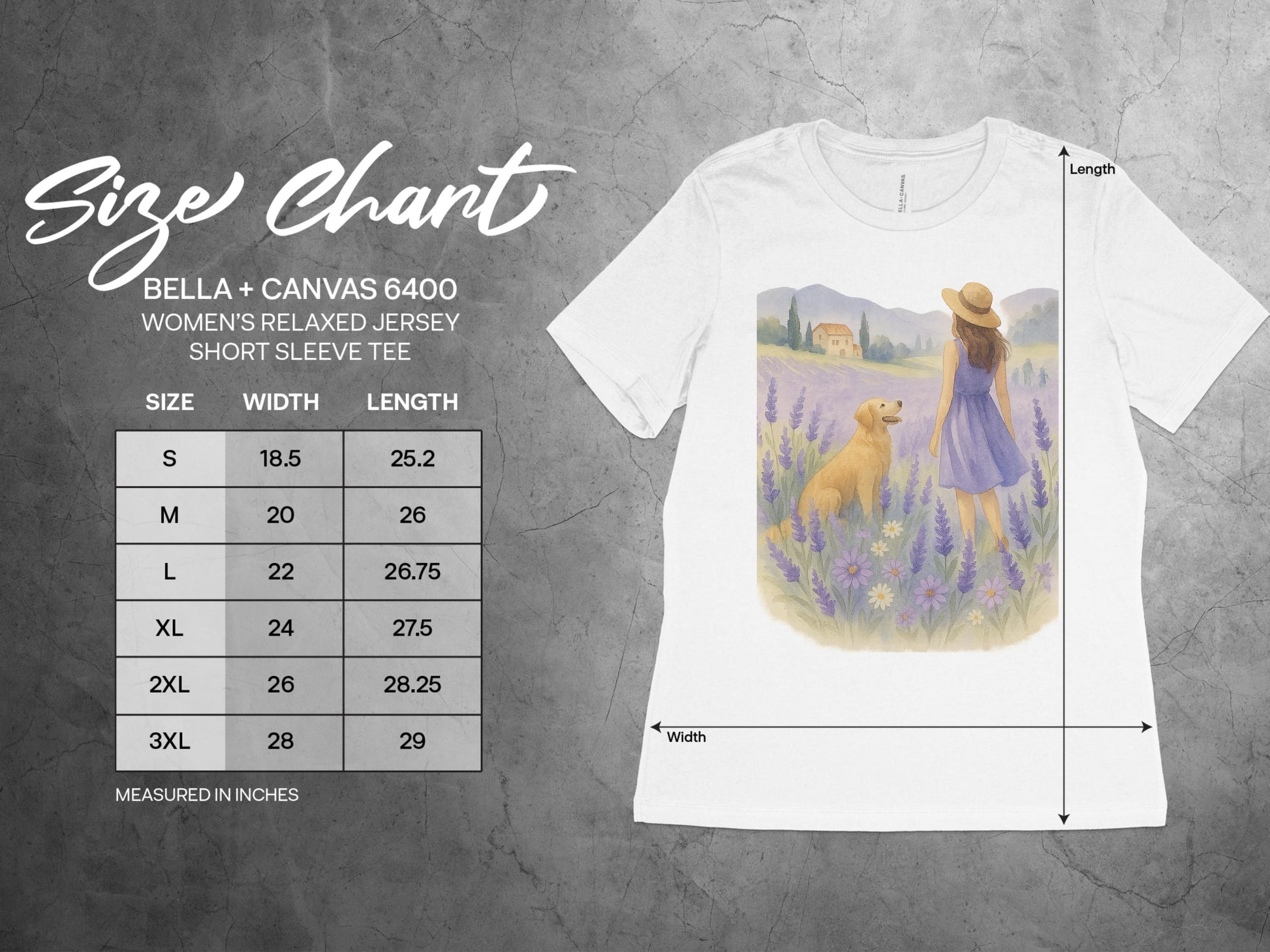 Woman Walking Dog in Lavender Field Tee product