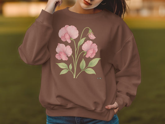 Floral Design Brown Long Sleeve Top Product