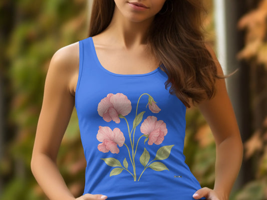 Blue Tank Top with Pink Floral Design product type