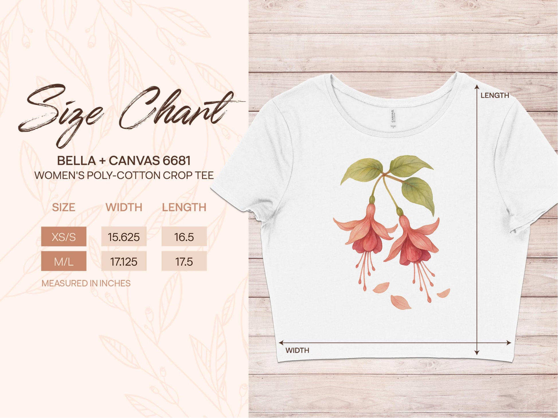 Beautiful Fuchsia Floral Women's Poly-Cotton Crop Tee product