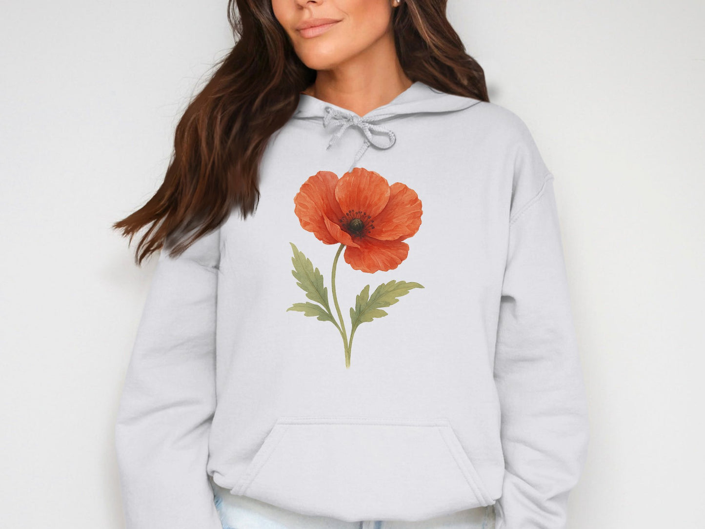 Poppy Flower Graphic White Hoodie Sweatshirt product