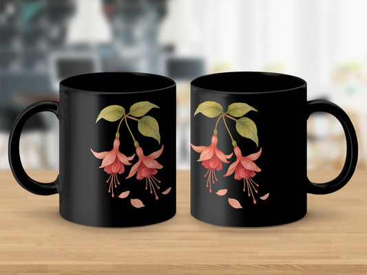 Beautiful Floral Design Black Coffee Mug product