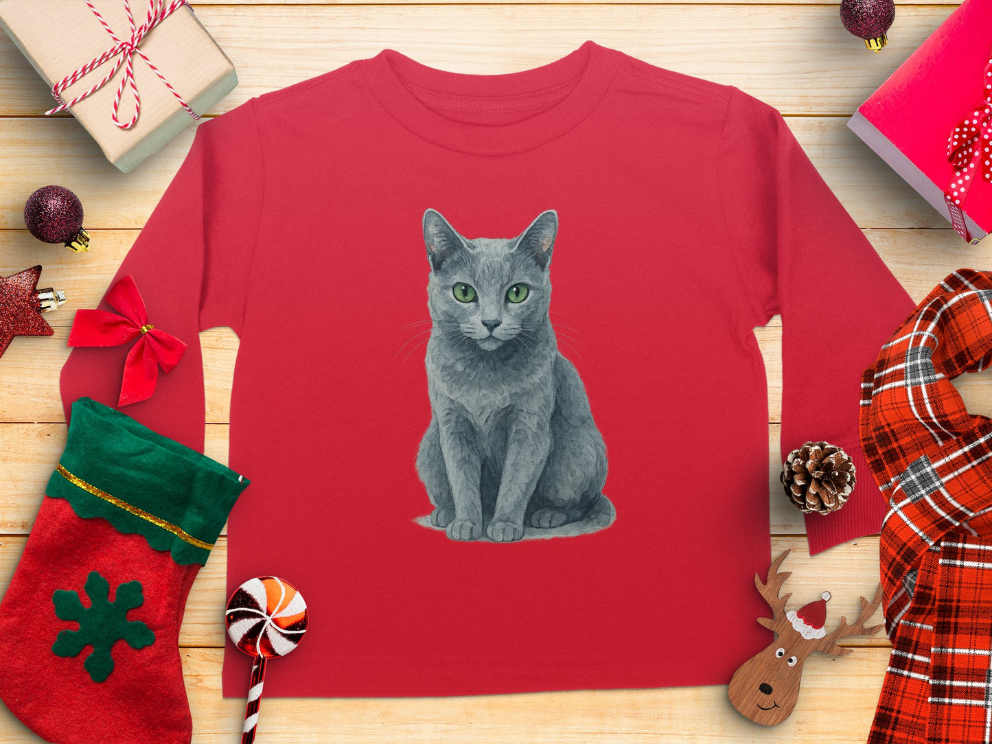 Cat Design Christmas Holiday Red Shirt product